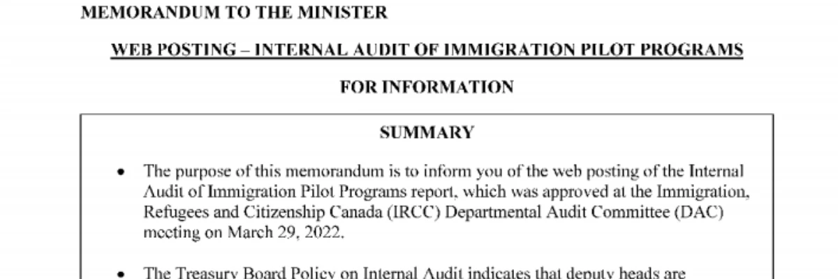 移民局内部审计报告曝光：前瞻加拿大移民11个试点项目风险&机遇