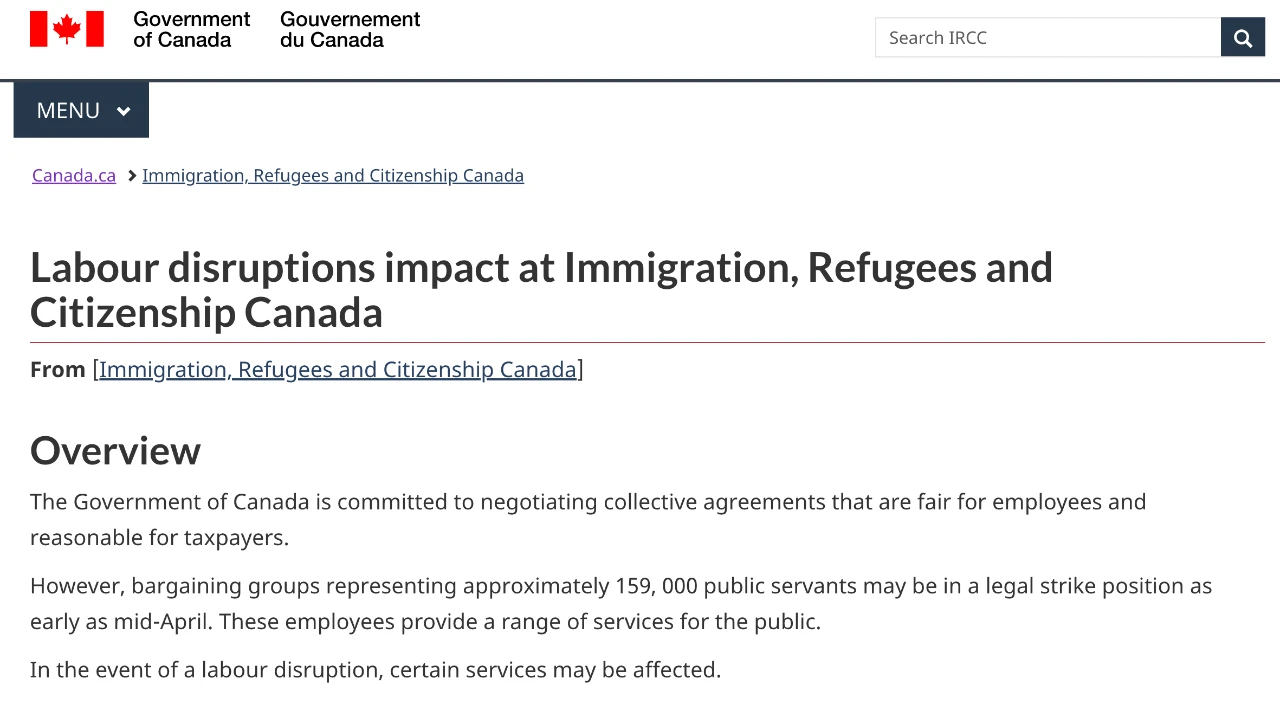 加拿大移民局正式罢工-声明